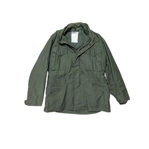 Vintage Estey M-65 Field Coat Mens Olive Green Military Jacket Hooded Distressed